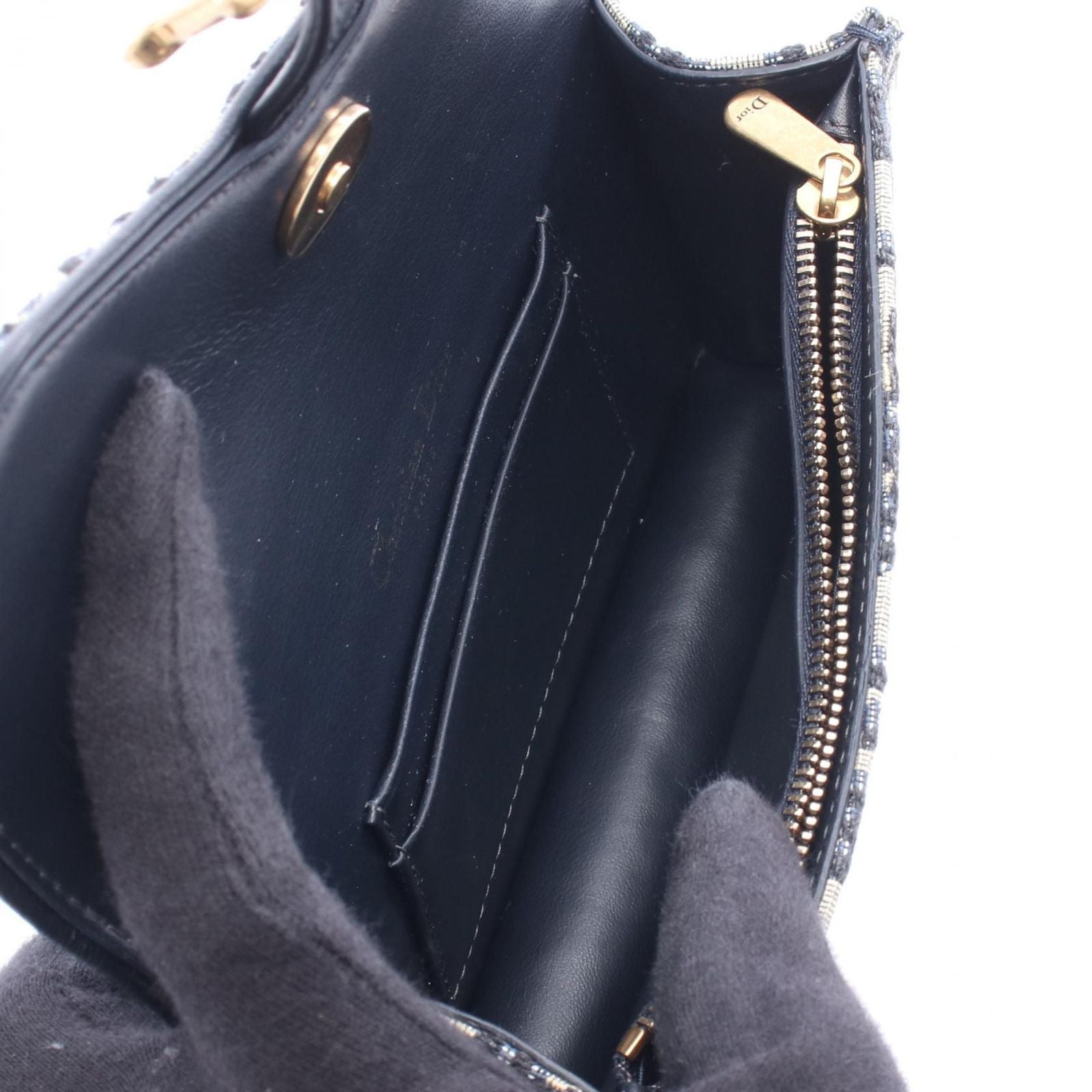 Dior Waist Bag Saddle Oblique Beige Navy Canvas Leather — view 3
