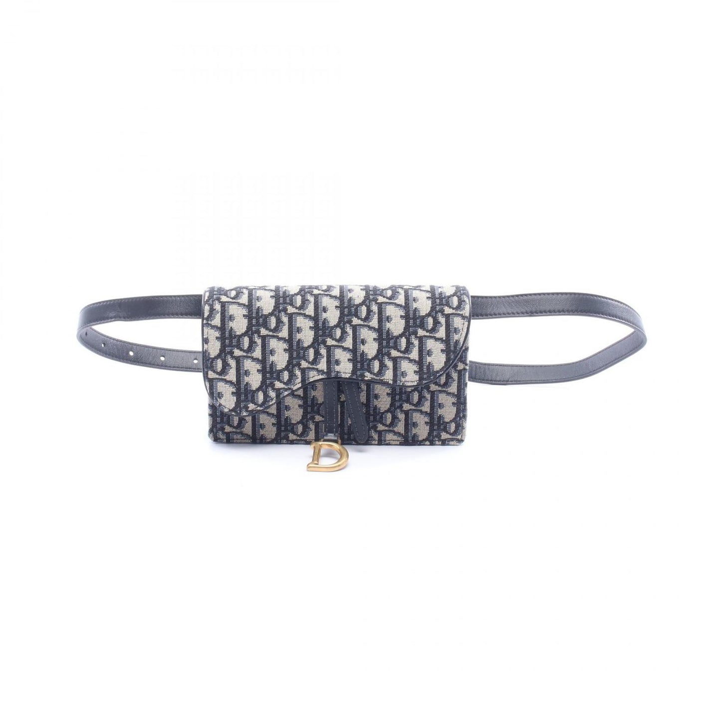 Dior Waist Bag Saddle Oblique Beige Navy Canvas Leather
