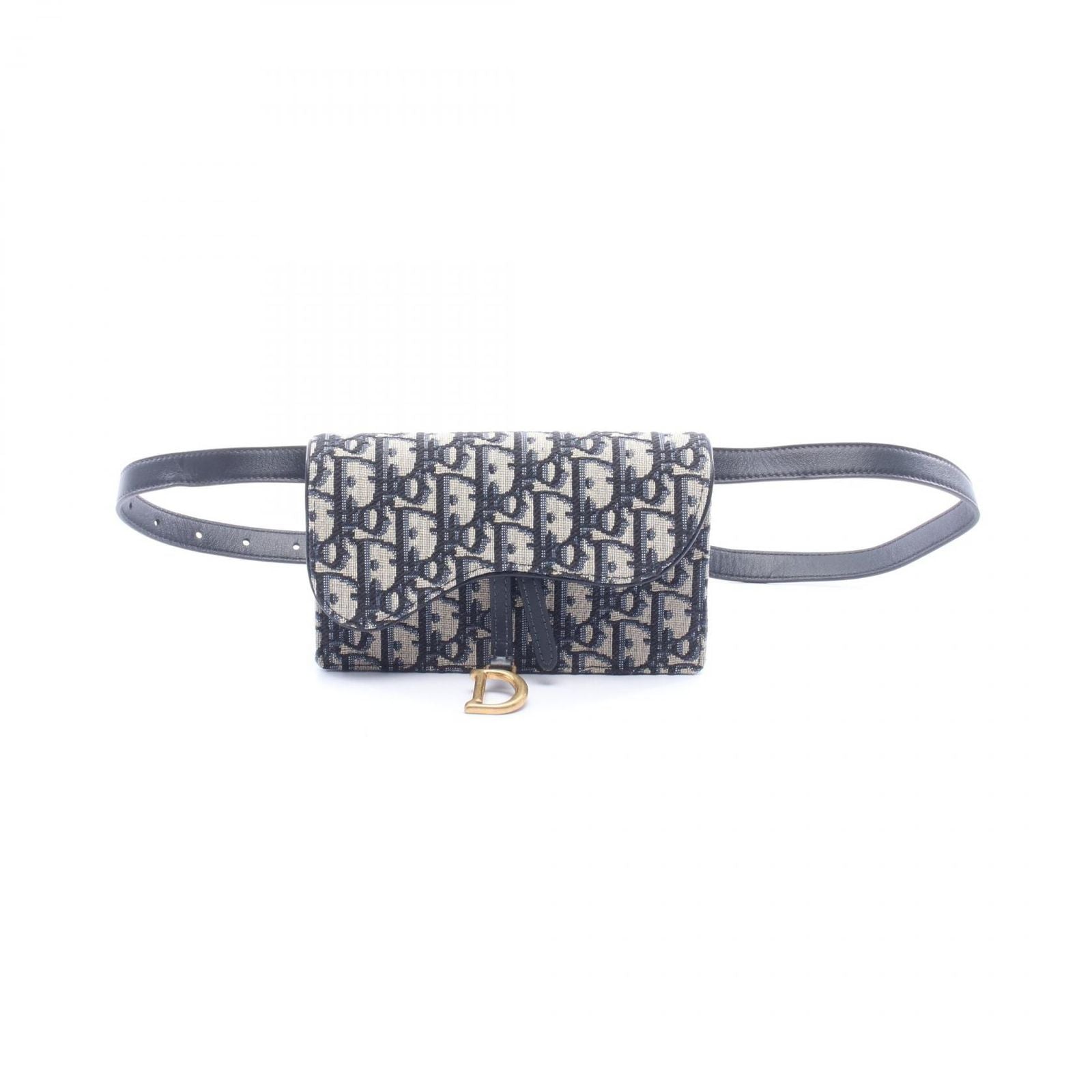 Dior Waist Bag Saddle Oblique Beige Navy Canvas Leather