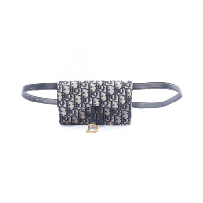 Dior Waist Bag Saddle Oblique Beige Navy Canvas Leather