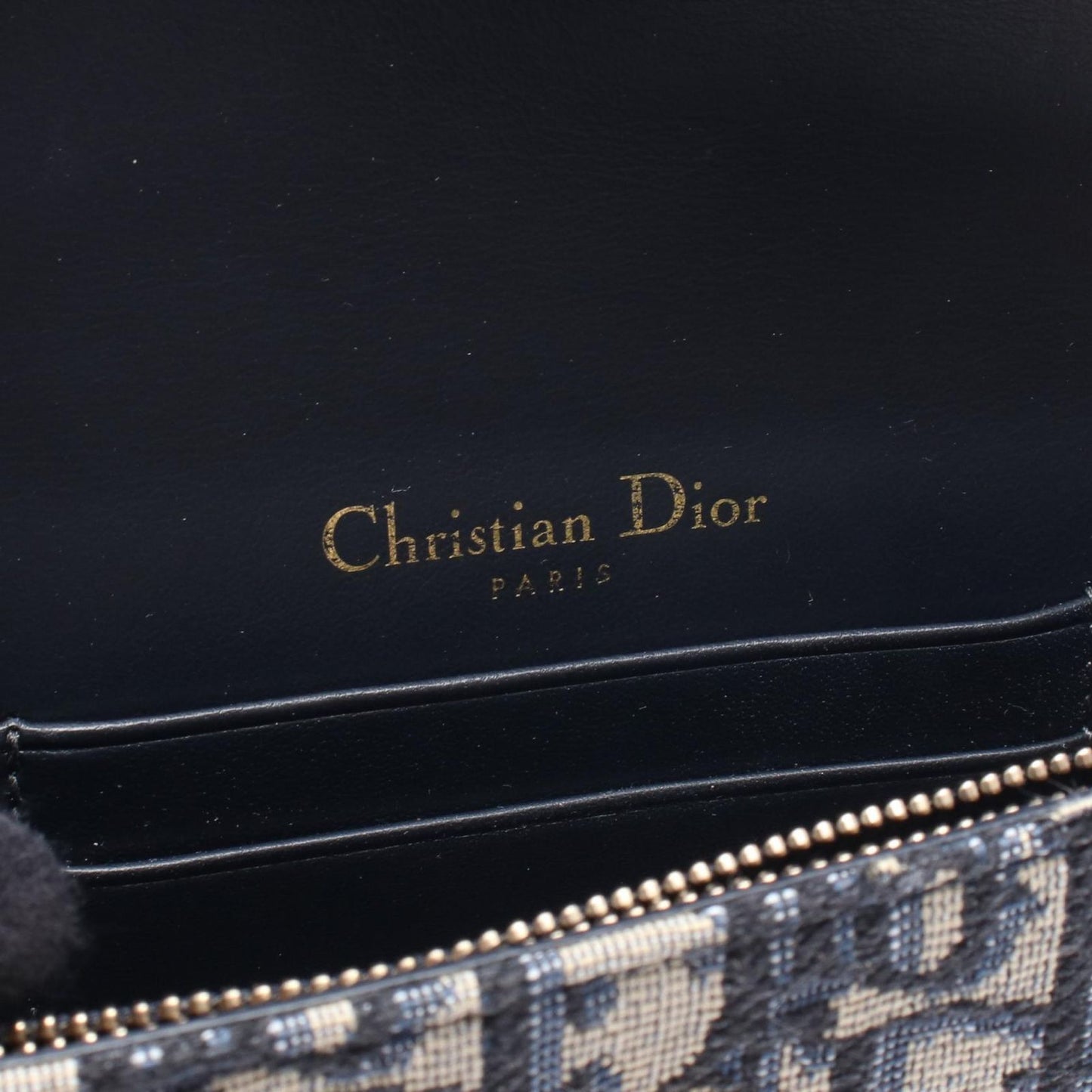 Dior Waist Bag Saddle Oblique Beige Navy Canvas Leather — view 4