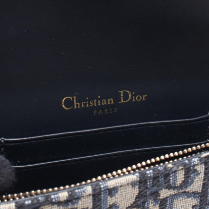 Dior Waist Bag Saddle Oblique Beige Navy Canvas Leather — view 4