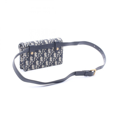 Dior Waist Bag Saddle Oblique Beige Navy Canvas Leather — view 2