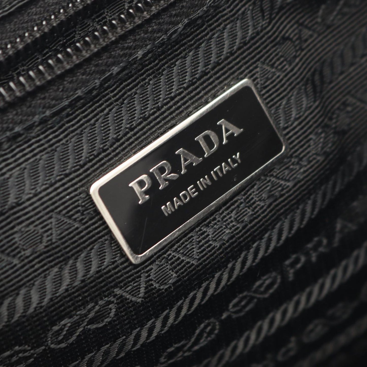Prada Shoulder Bag Tessuto Saffi Black Nylon Saffiano Leather Triangle Logo — view 4