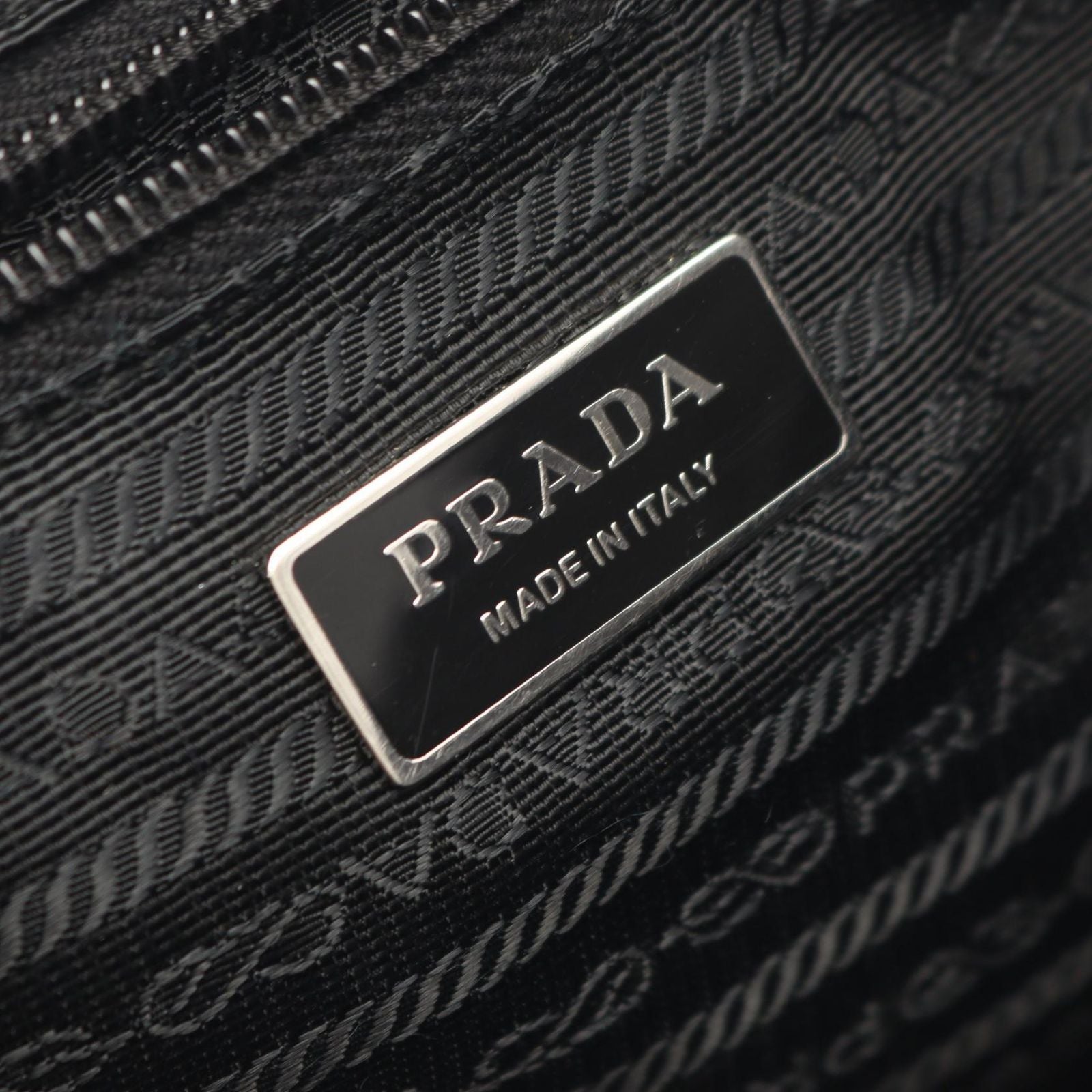 Prada Shoulder Bag Tessuto Saffi Black Nylon Saffiano Leather Triangle Logo — view 4