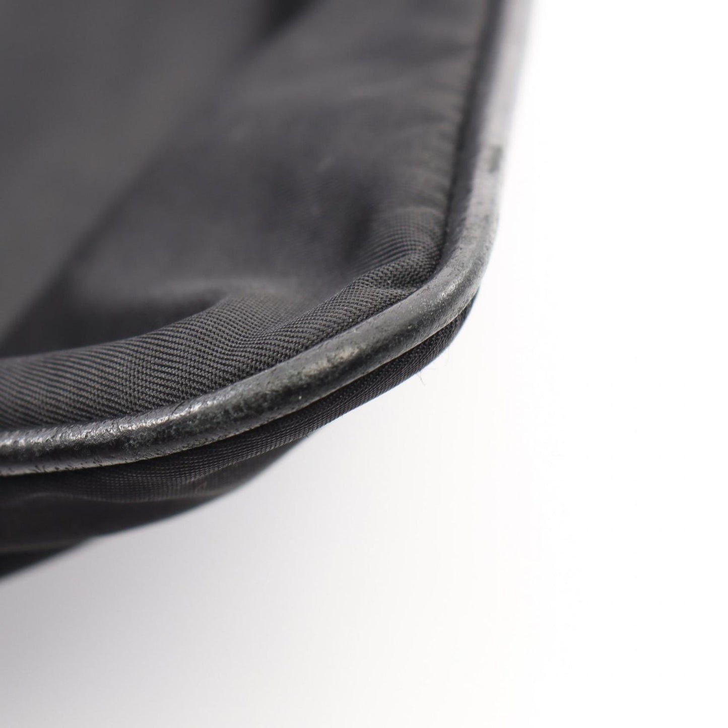 Prada Shoulder Bag Tessuto Saffi Black Nylon Saffiano Leather Triangle Logo — view 9