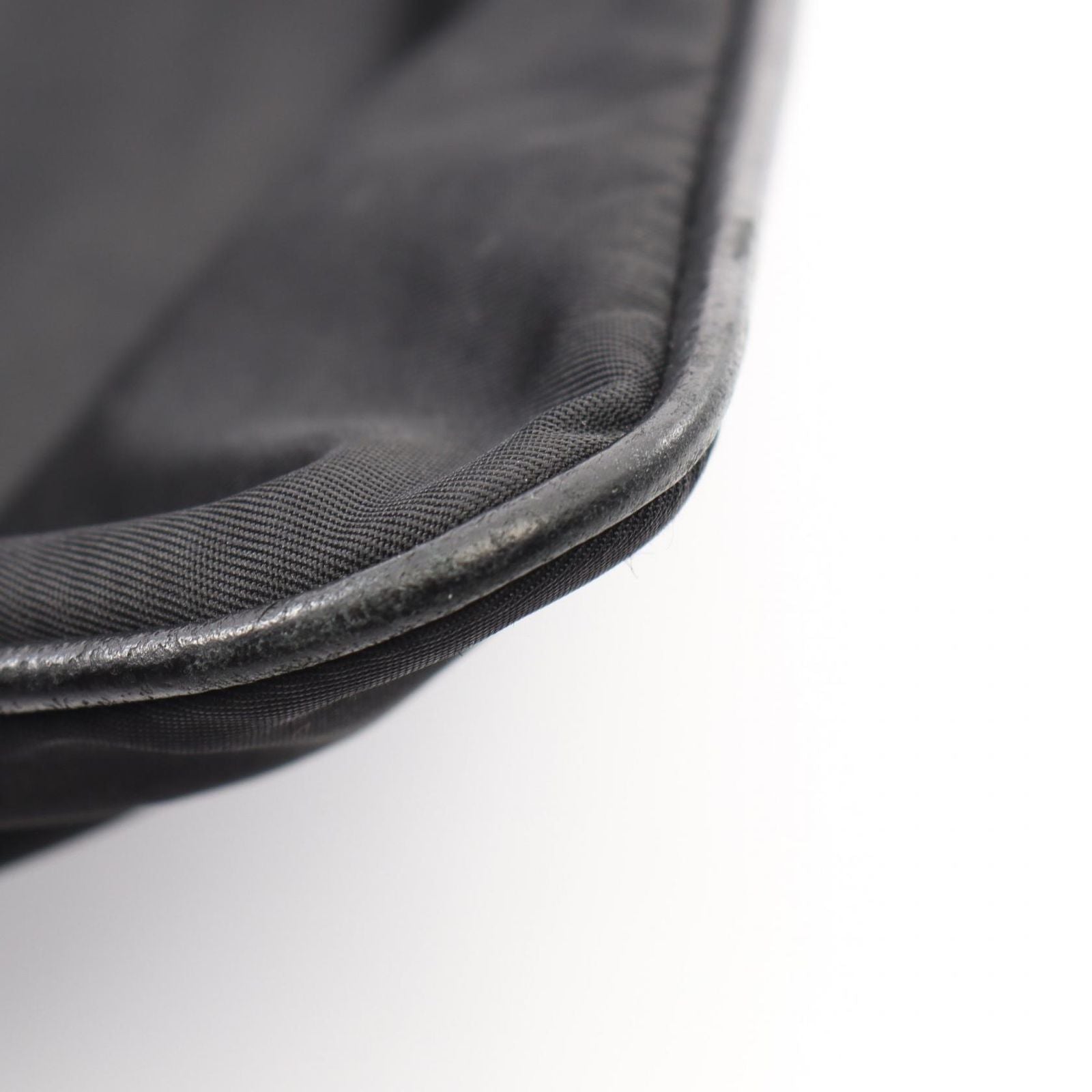 Prada Shoulder Bag Tessuto Saffi Black Nylon Saffiano Leather Triangle Logo — view 9