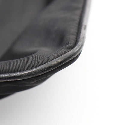 Prada Shoulder Bag Tessuto Saffi Black Nylon Saffiano Leather Triangle Logo — view 9
