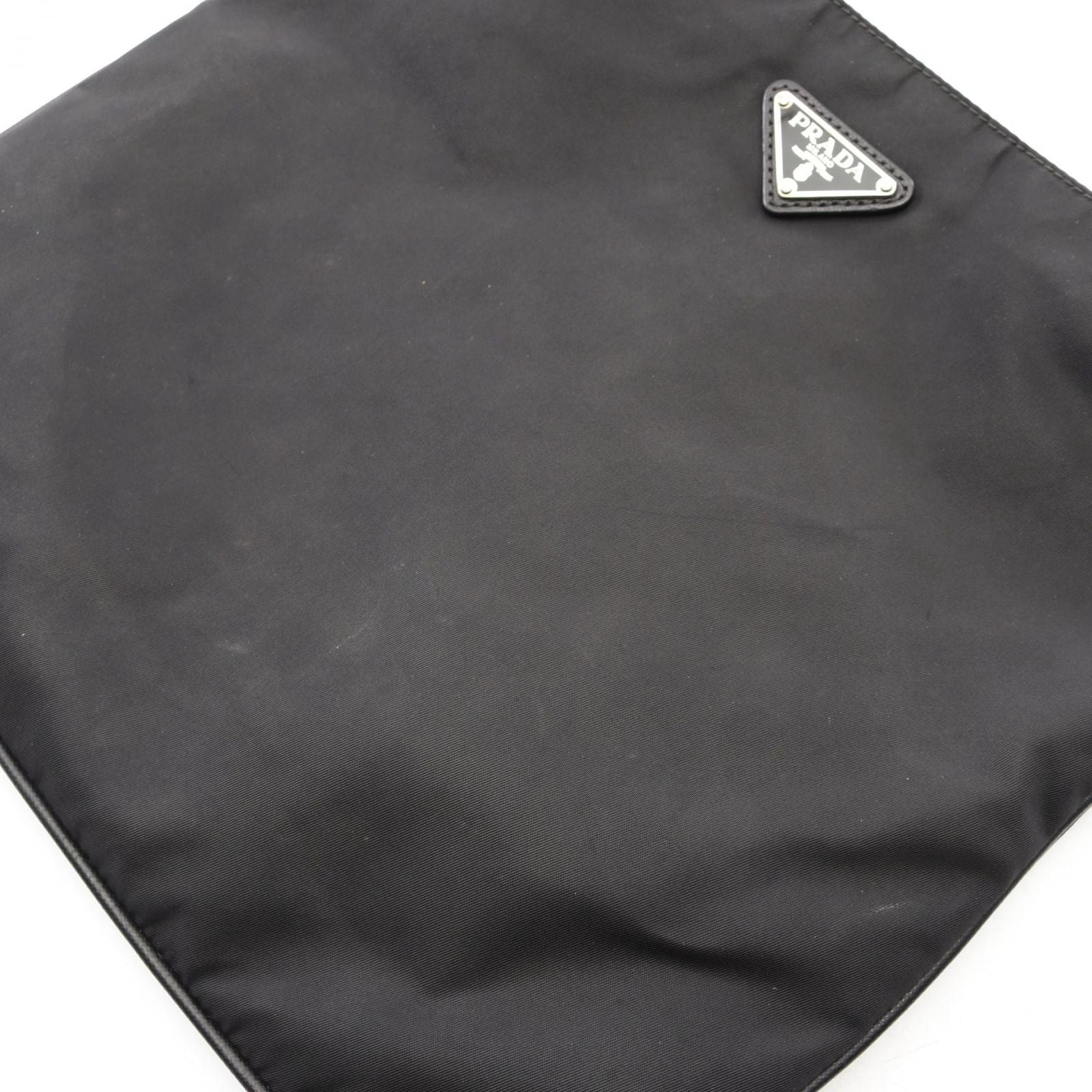 Prada Shoulder Bag Tessuto Saffi Black Nylon Saffiano Leather Triangle Logo — view 7