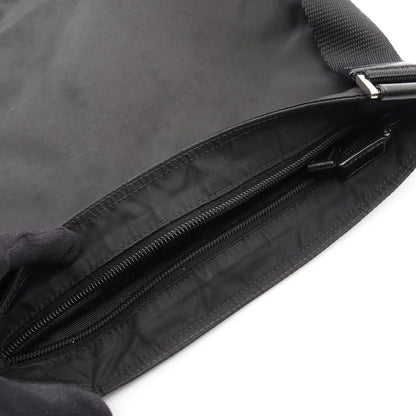Prada Shoulder Bag Tessuto Saffi Black Nylon Saffiano Leather Triangle Logo — view 5