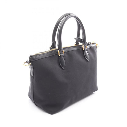 Prada Handbag Logo Jacquard 2-Way Black Canvas Leather — view 2