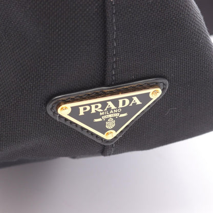 Prada Handbag Logo Jacquard 2-Way Black Canvas Leather — view 5