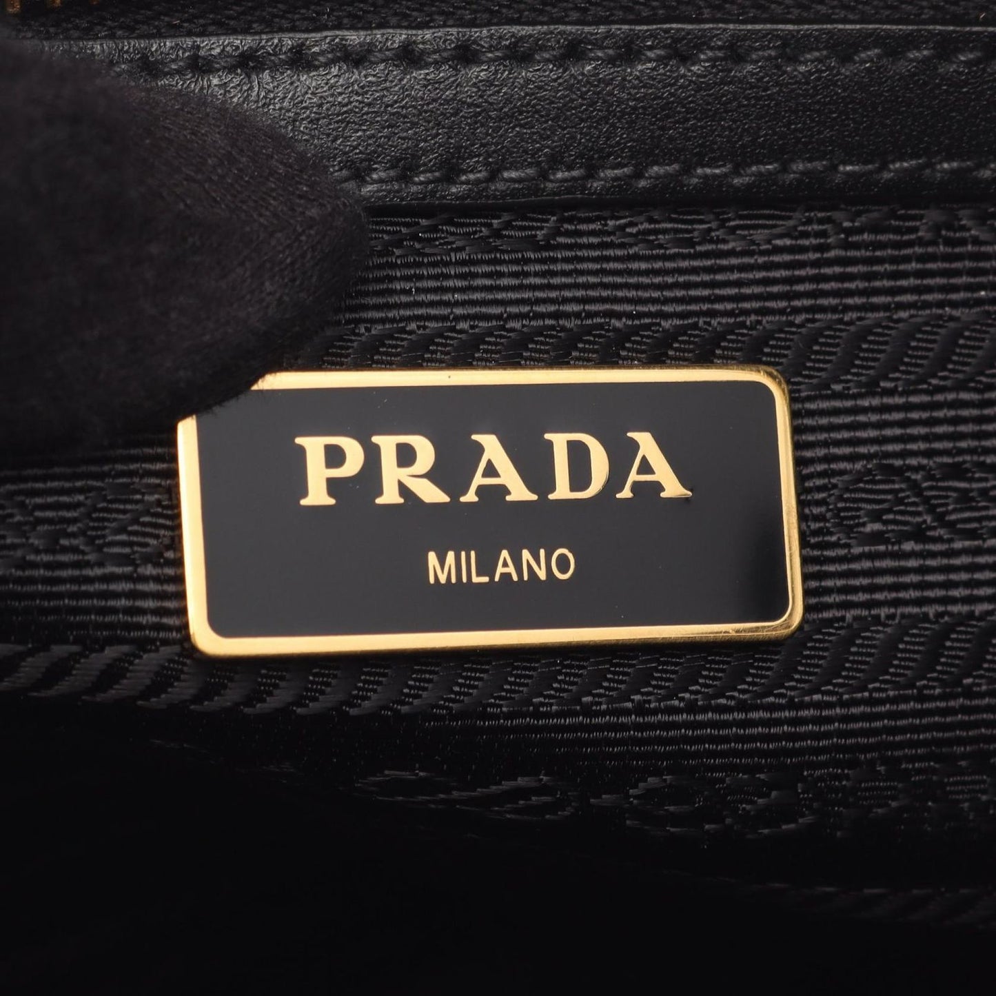 Prada Handbag Logo Jacquard 2-Way Black Canvas Leather — view 4