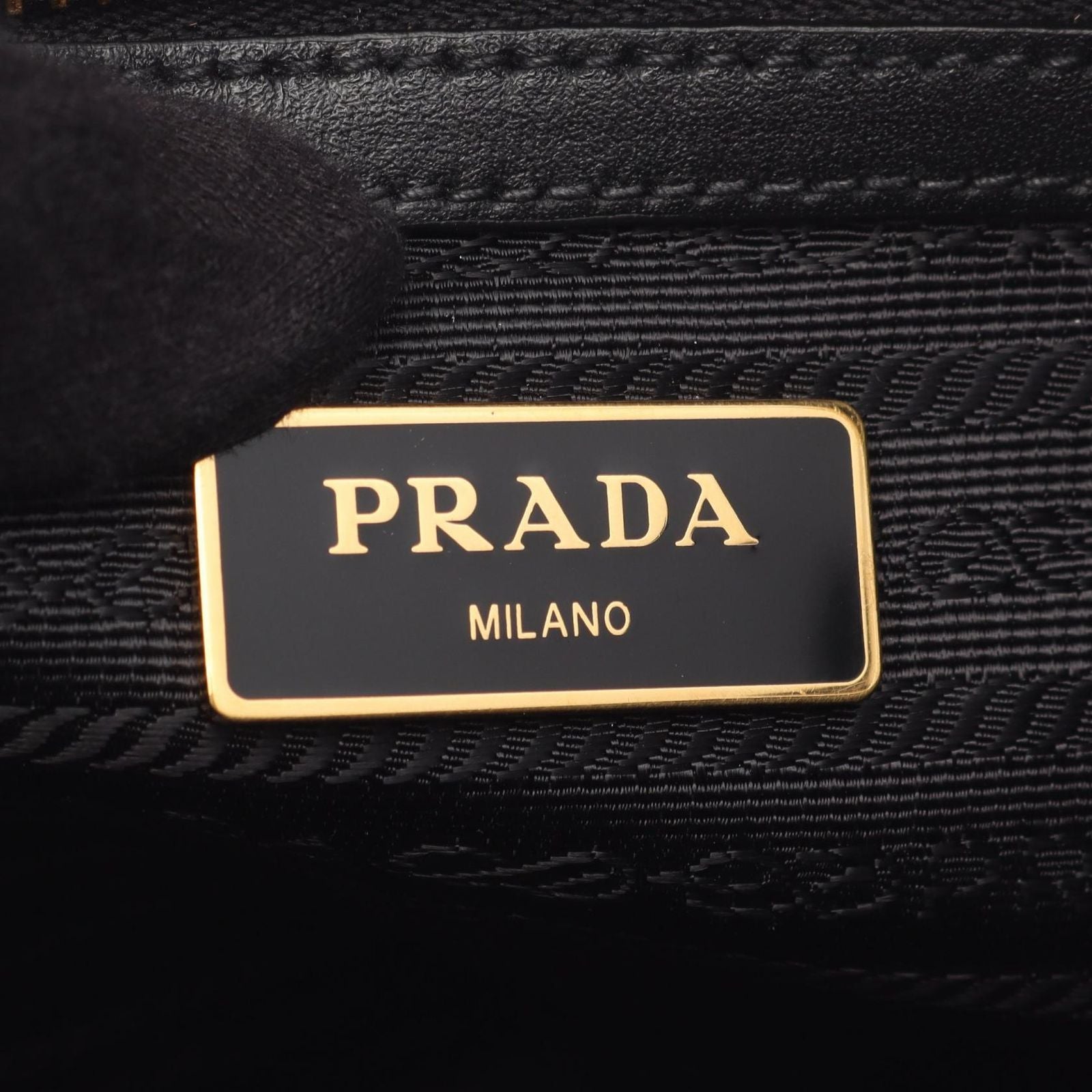 Prada Handbag Logo Jacquard 2-Way Black Canvas Leather — view 4
