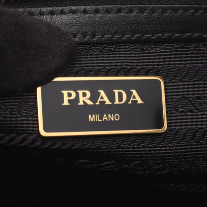 Prada Handbag Logo Jacquard 2-Way Black Canvas Leather — view 4