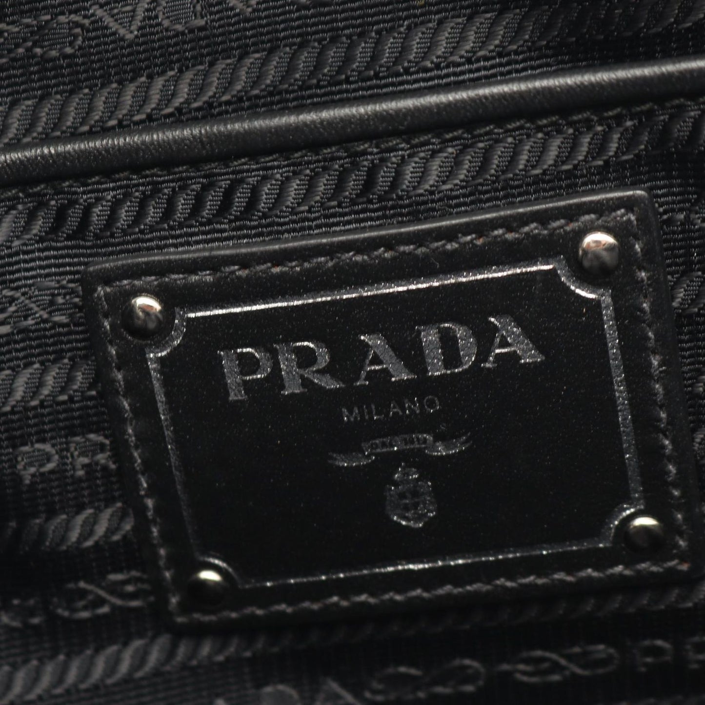 Prada Tote Tessuto Soft Calf 2-Way Black Canvas Leather Handbag — view 4