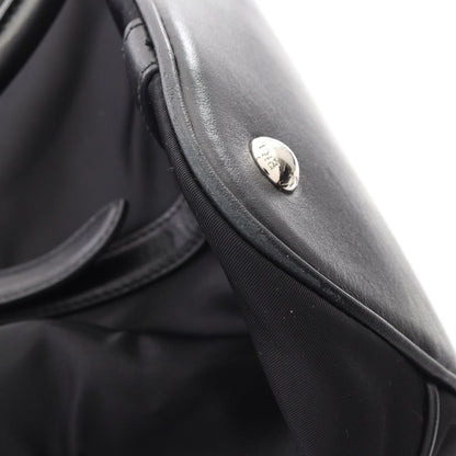 Prada Tote Tessuto Soft Calf 2-Way Black Canvas Leather Handbag — view 6