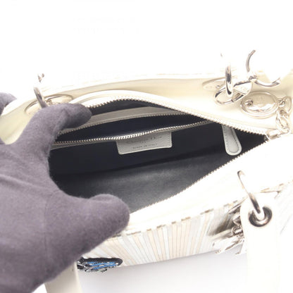 Dior Handbag Lady Dior 2-Way White Gold Silver Leather Tote — view 3