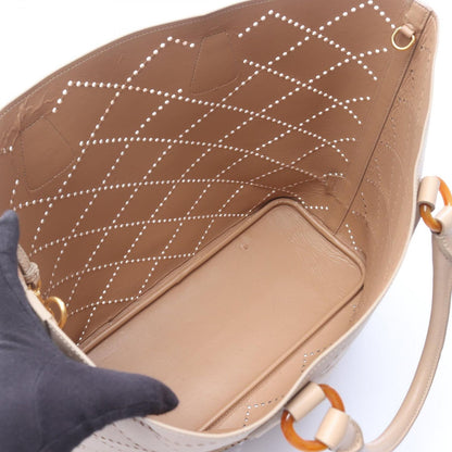 Prada Tote Perforated 2-Way Beige Leather Hand — view 3