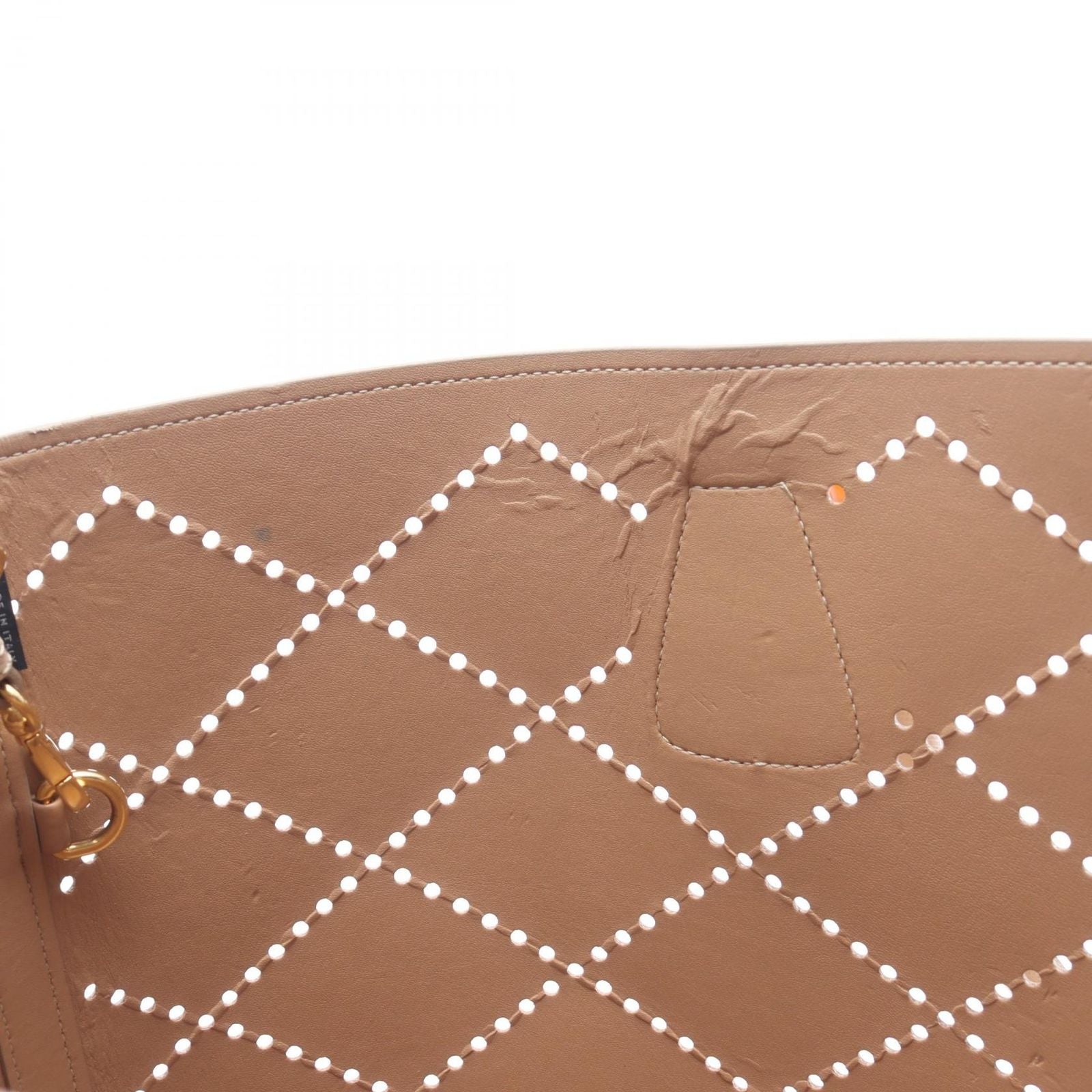 Prada Tote Perforated 2-Way Beige Leather Hand — view 7