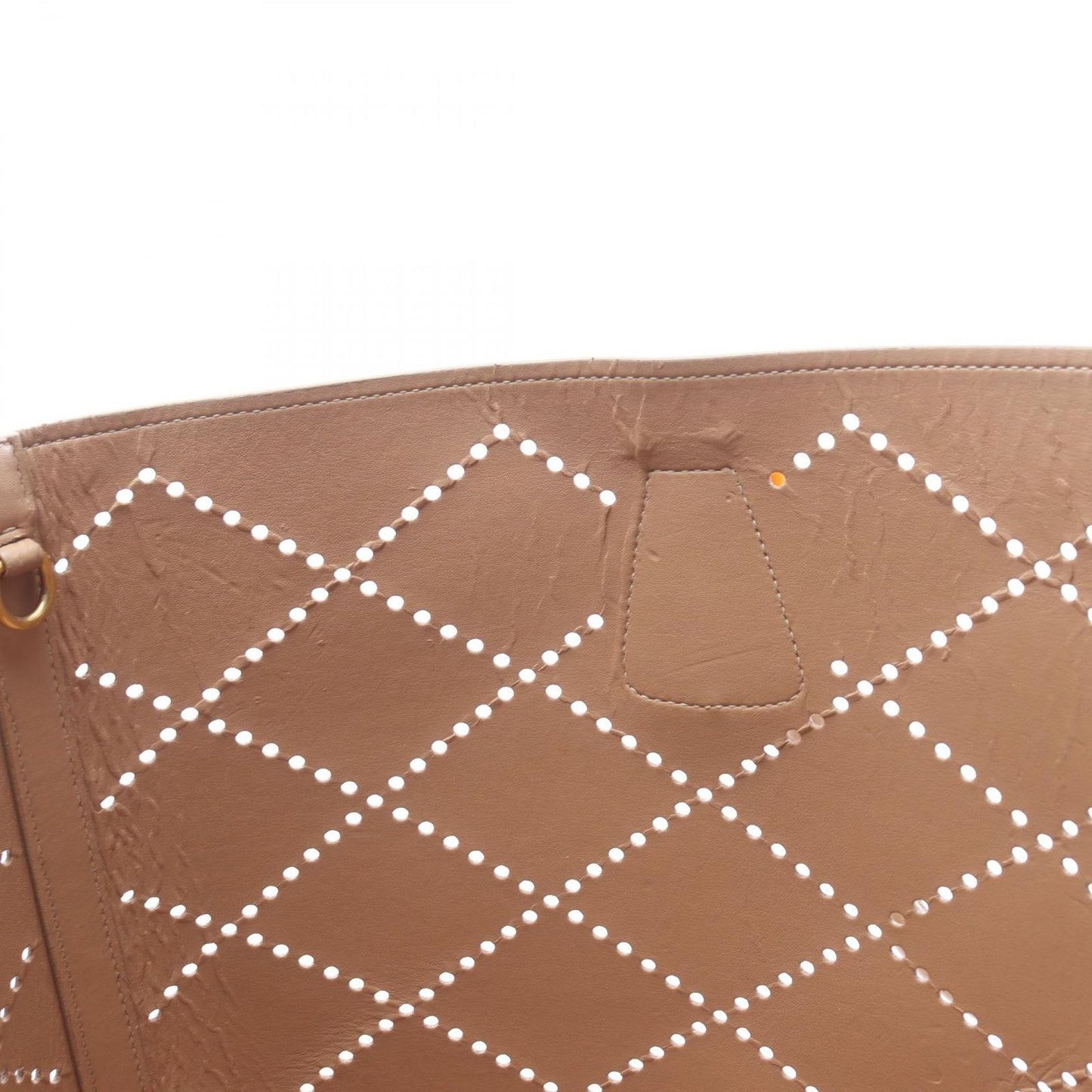 Prada Tote Perforated 2-Way Beige Leather Hand — view 9
