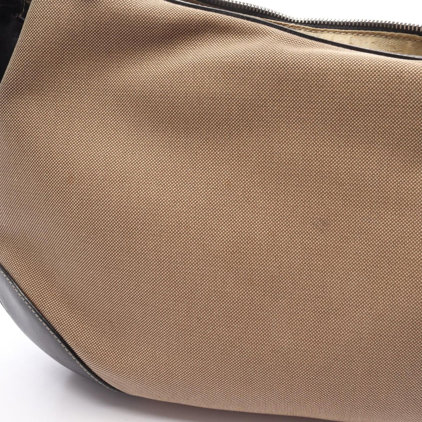 Prada Shoulder Bag Logo Jacquard Beige Brown Black Canvas Leather — view 7