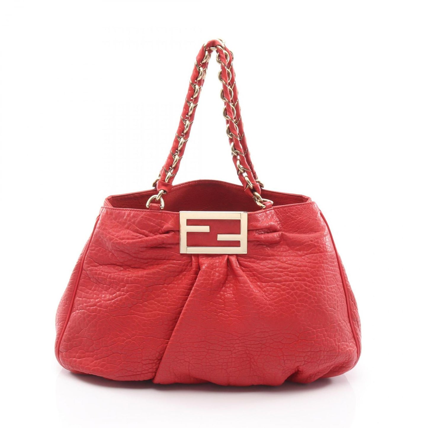 Fendi Tote Mia Red Leather Mia Chain