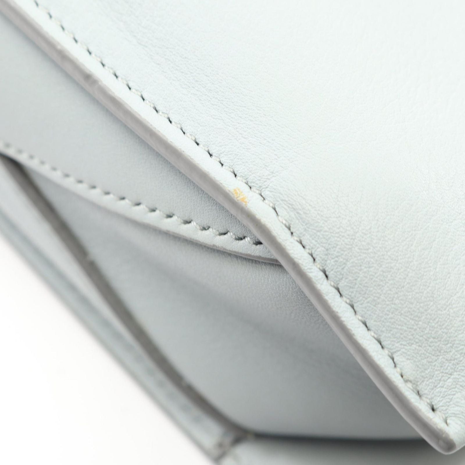 Celine Shoulder Bag Trifold Light Blue Leather Clutch on Chain — view 8