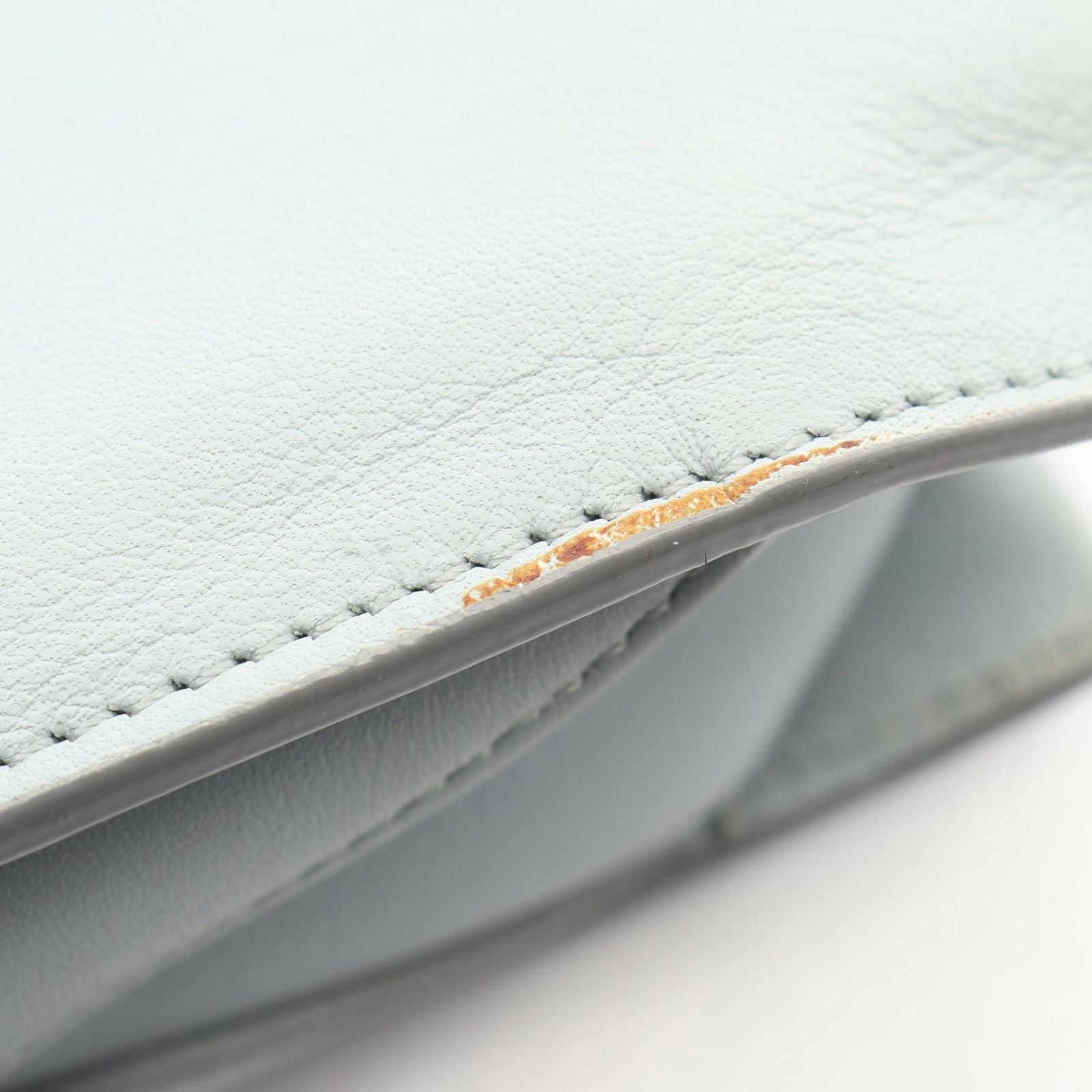 Celine Shoulder Bag Trifold Light Blue Leather Clutch on Chain — view 7