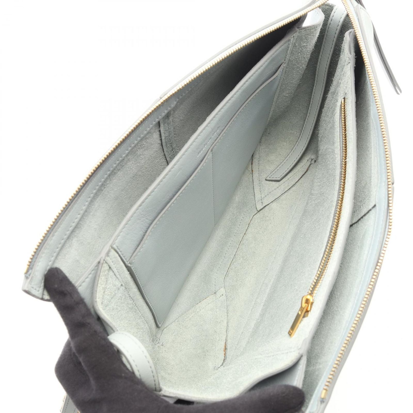 Celine Shoulder Bag Trifold Light Blue Leather Clutch on Chain — view 3