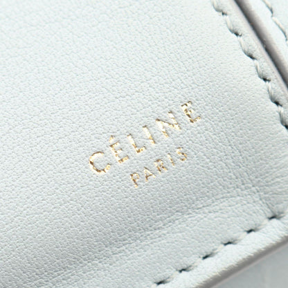 Celine Shoulder Bag Trifold Light Blue Leather Clutch on Chain — view 4
