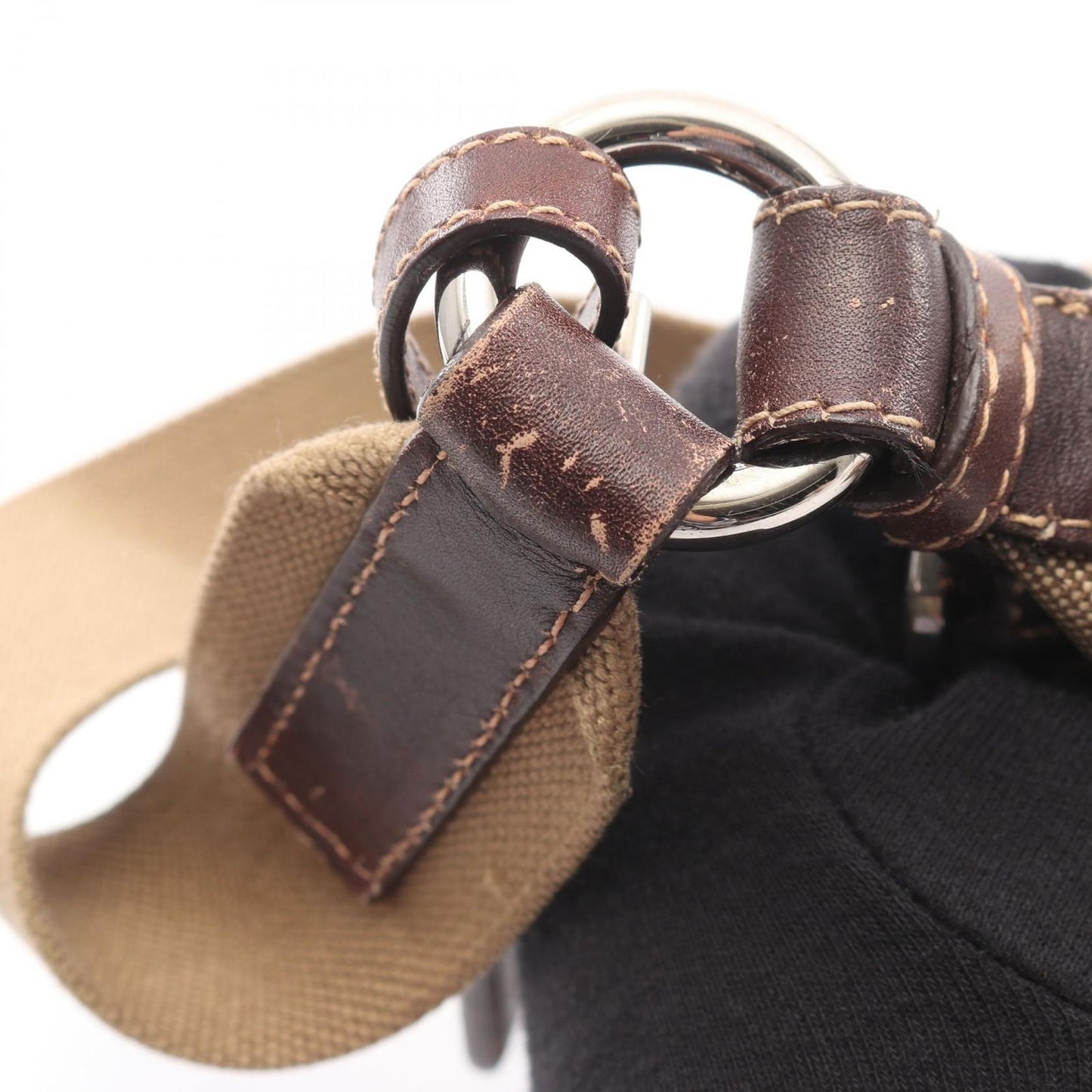 Prada Shoulder Bag Logo Jacquard Beige Canvas Leather — view 7