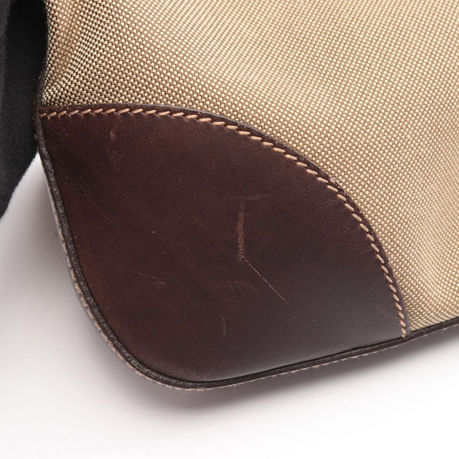 Prada Shoulder Bag Logo Jacquard Beige Canvas Leather — view 6