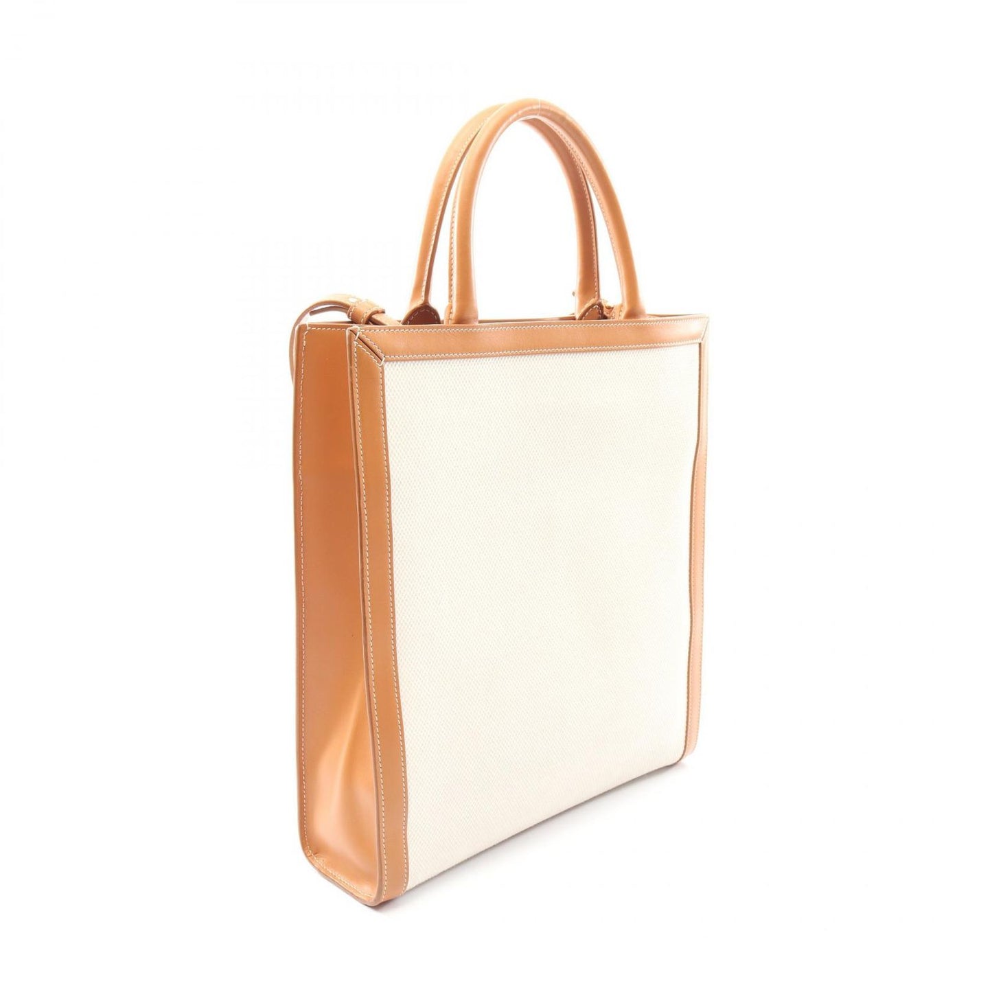 Celine Tote Small Vertical Cover 2-Way Ivory Brown Canvas Leather — view 2