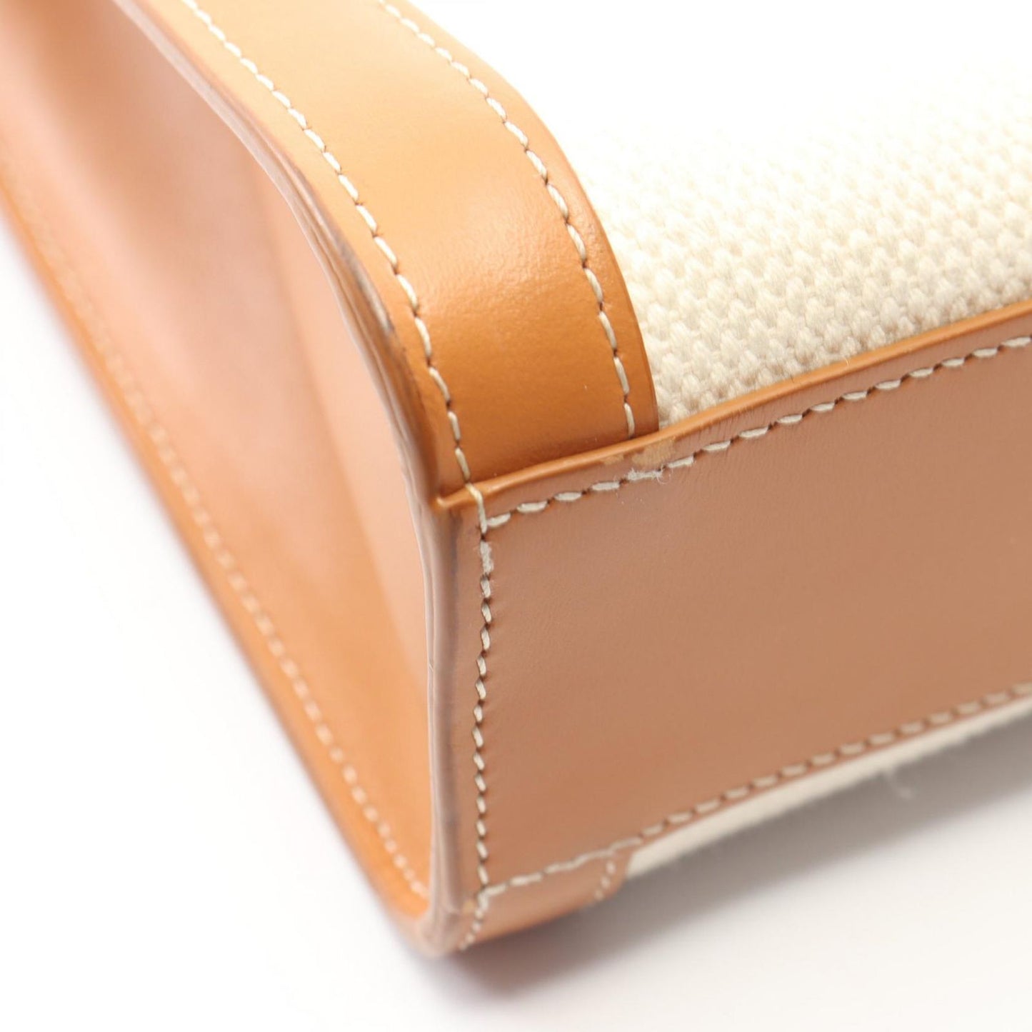 Celine Tote Small Vertical Cover 2-Way Ivory Brown Canvas Leather — view 8