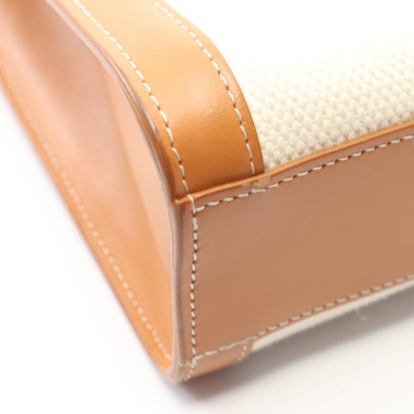 Celine Tote Small Vertical Cover 2-Way Ivory Brown Canvas Leather — view 8