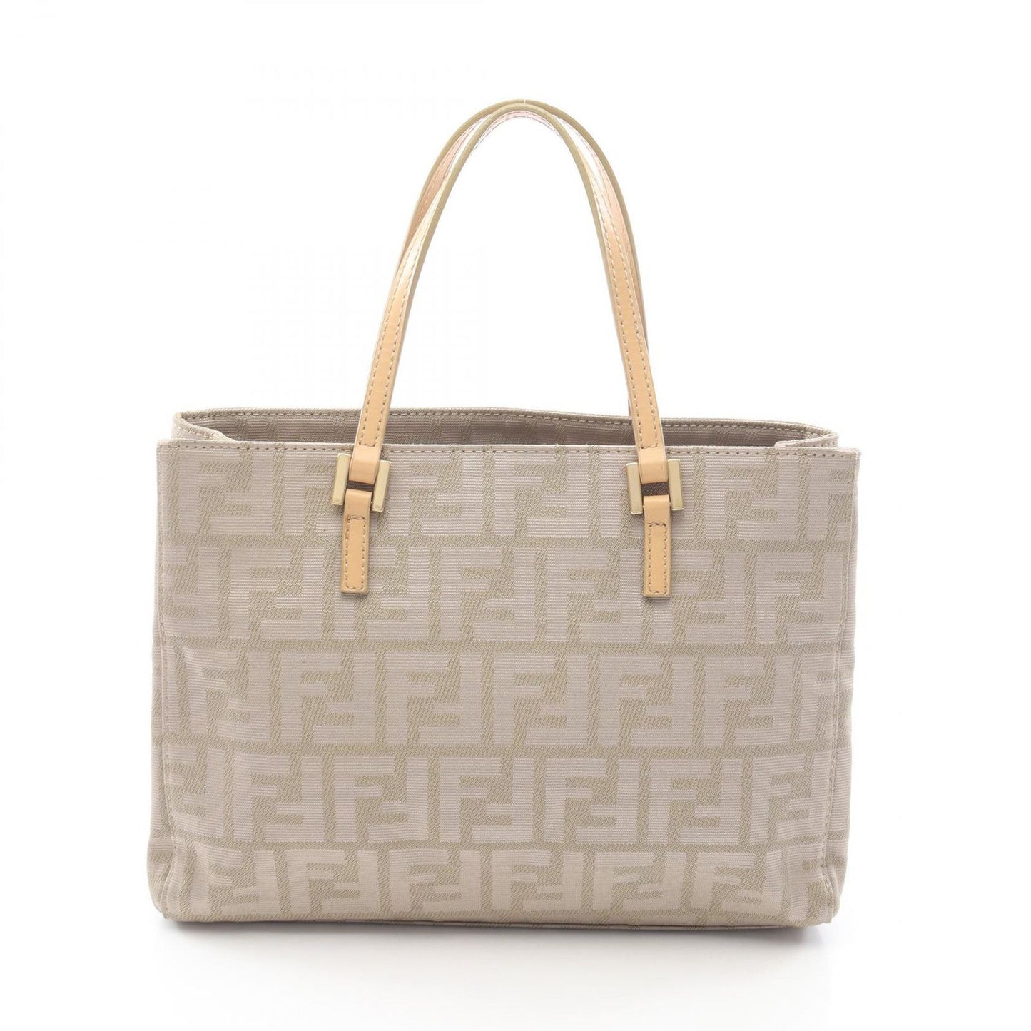 Fendi Tote Zucca Beige Canvas Leather Handbag