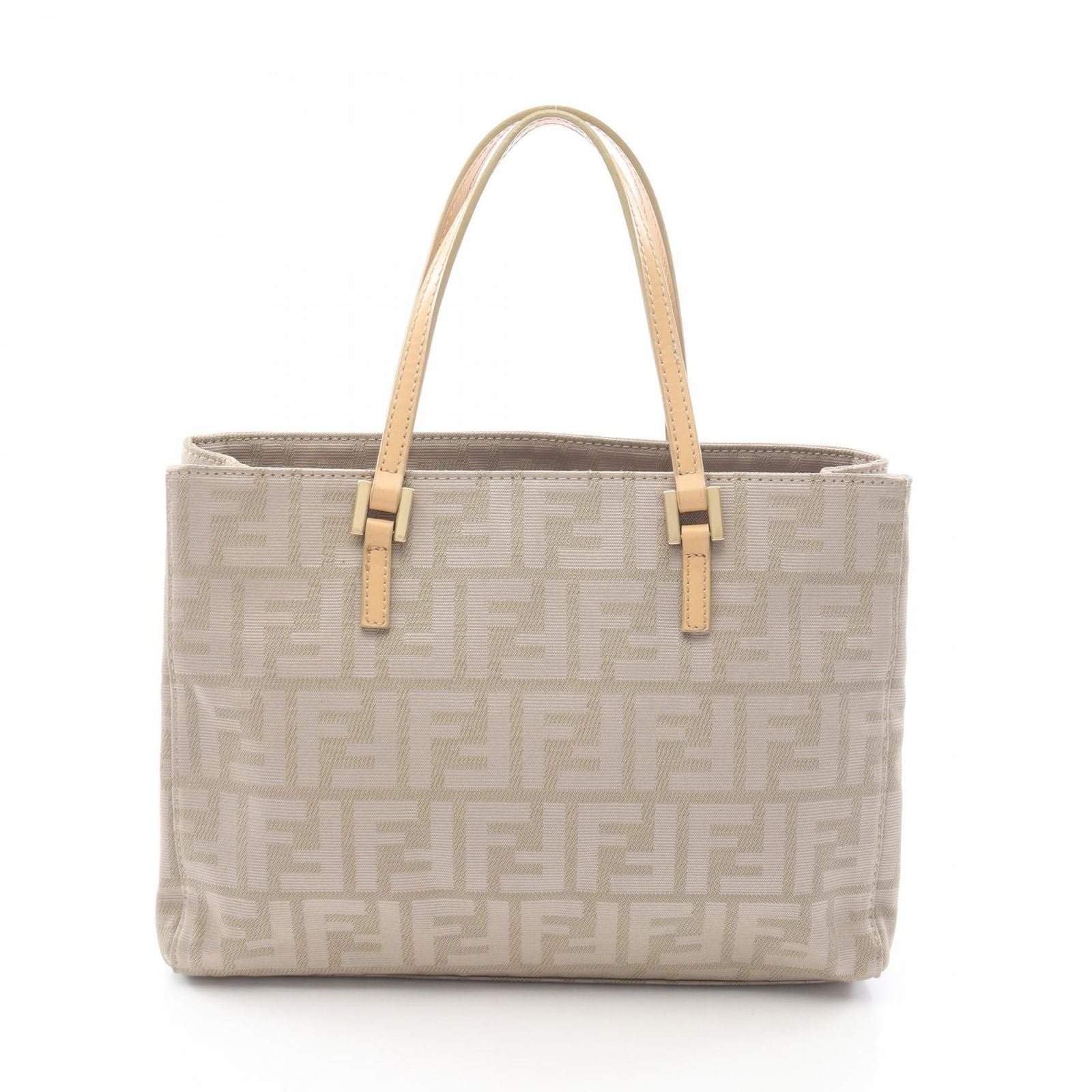 Fendi Tote Zucca Beige Canvas Leather Handbag
