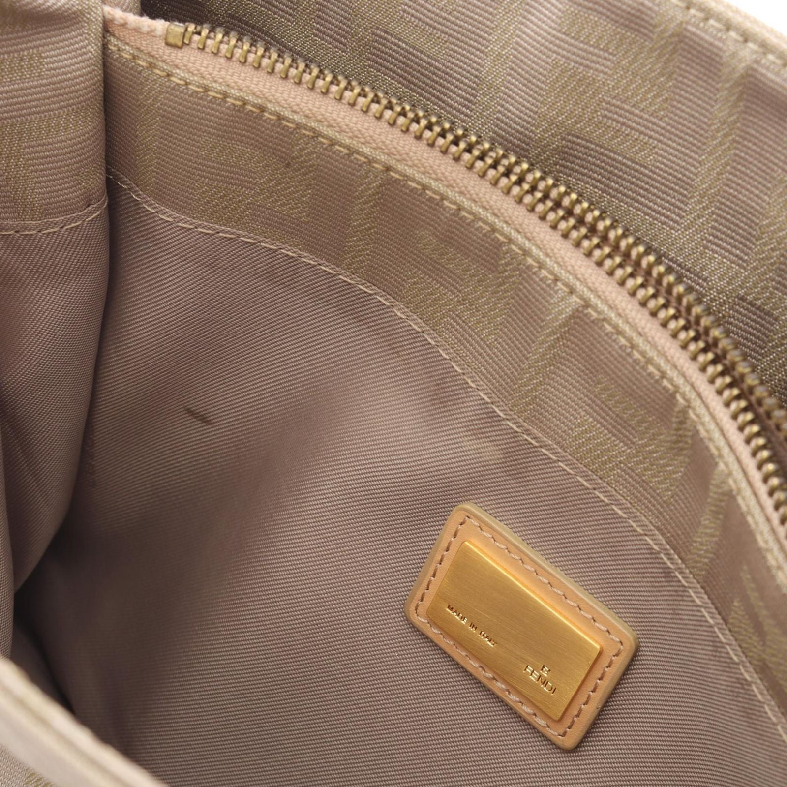 Fendi Tote Zucca Beige Canvas Leather Handbag — view 5