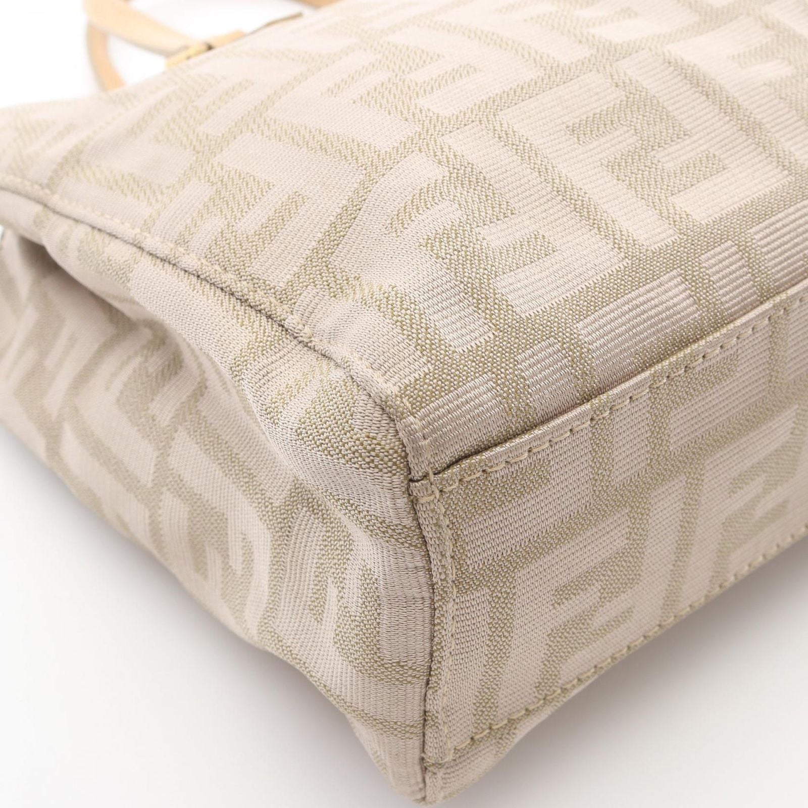 Fendi Tote Zucca Beige Canvas Leather Handbag — view 9