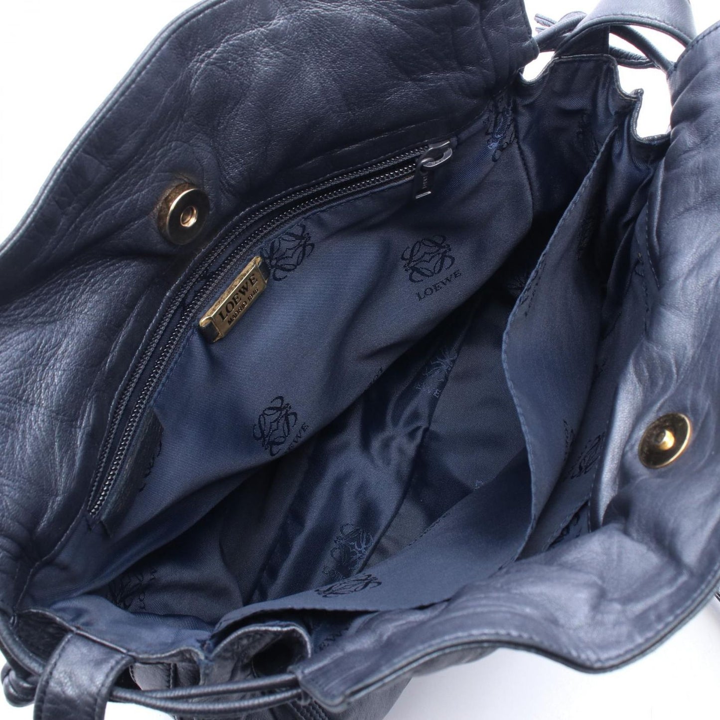 Loewe Shoulder Bag Anagram Navy Leather — view 3