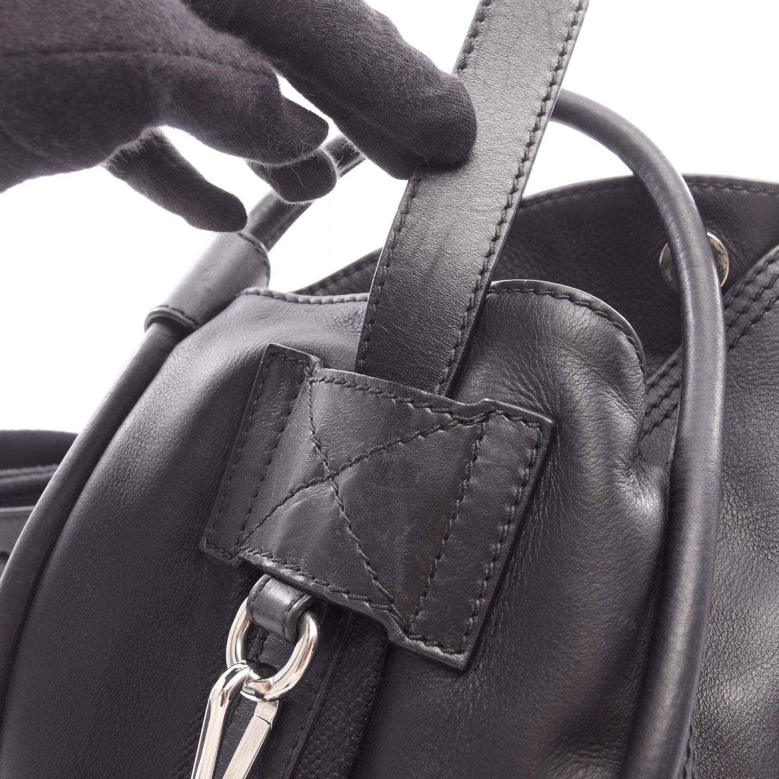Dior Shoulder Bag Cannage with Lace Pocket Black Leather 2-Way — view 9