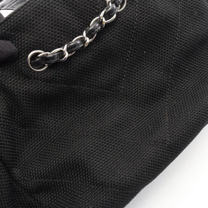 Chanel Shoulder Bag Stitch Black Canvas Leather Chain — view 9