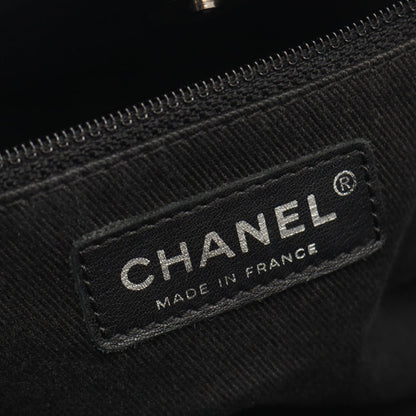 Chanel Shoulder Bag Stitch Black Canvas Leather Chain — view 4