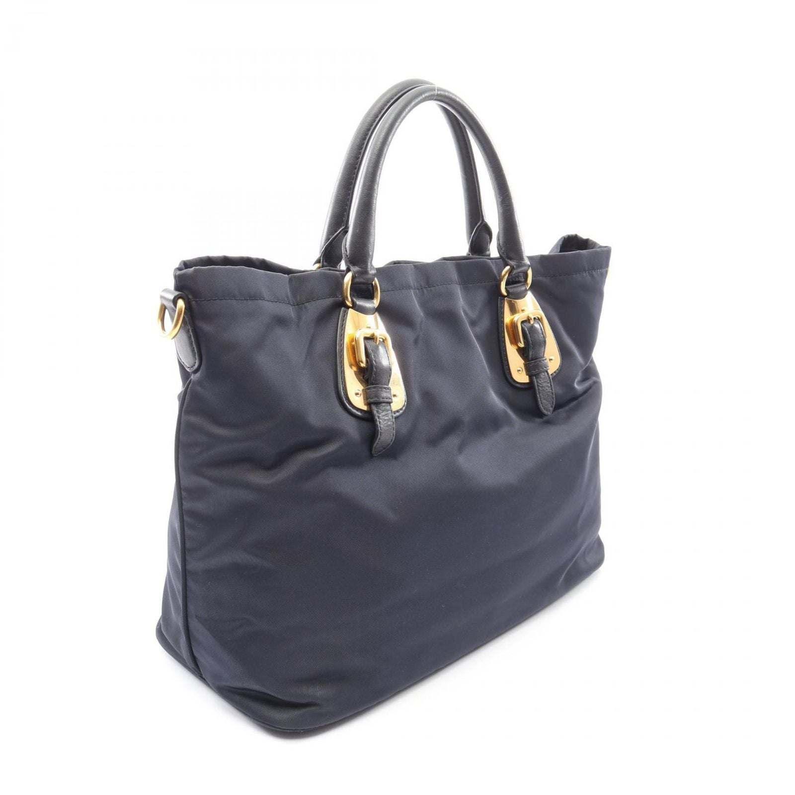 Prada Tote Tessuto Soft Calf 2-Way Navy Nylon Leather — view 2