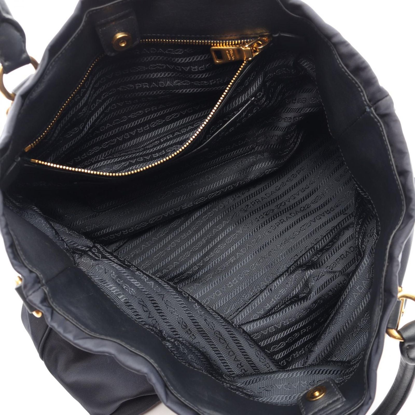 Prada Tote Tessuto Soft Calf 2-Way Navy Nylon Leather — view 3