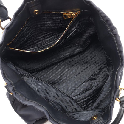 Prada Tote Tessuto Soft Calf 2-Way Navy Nylon Leather — view 3