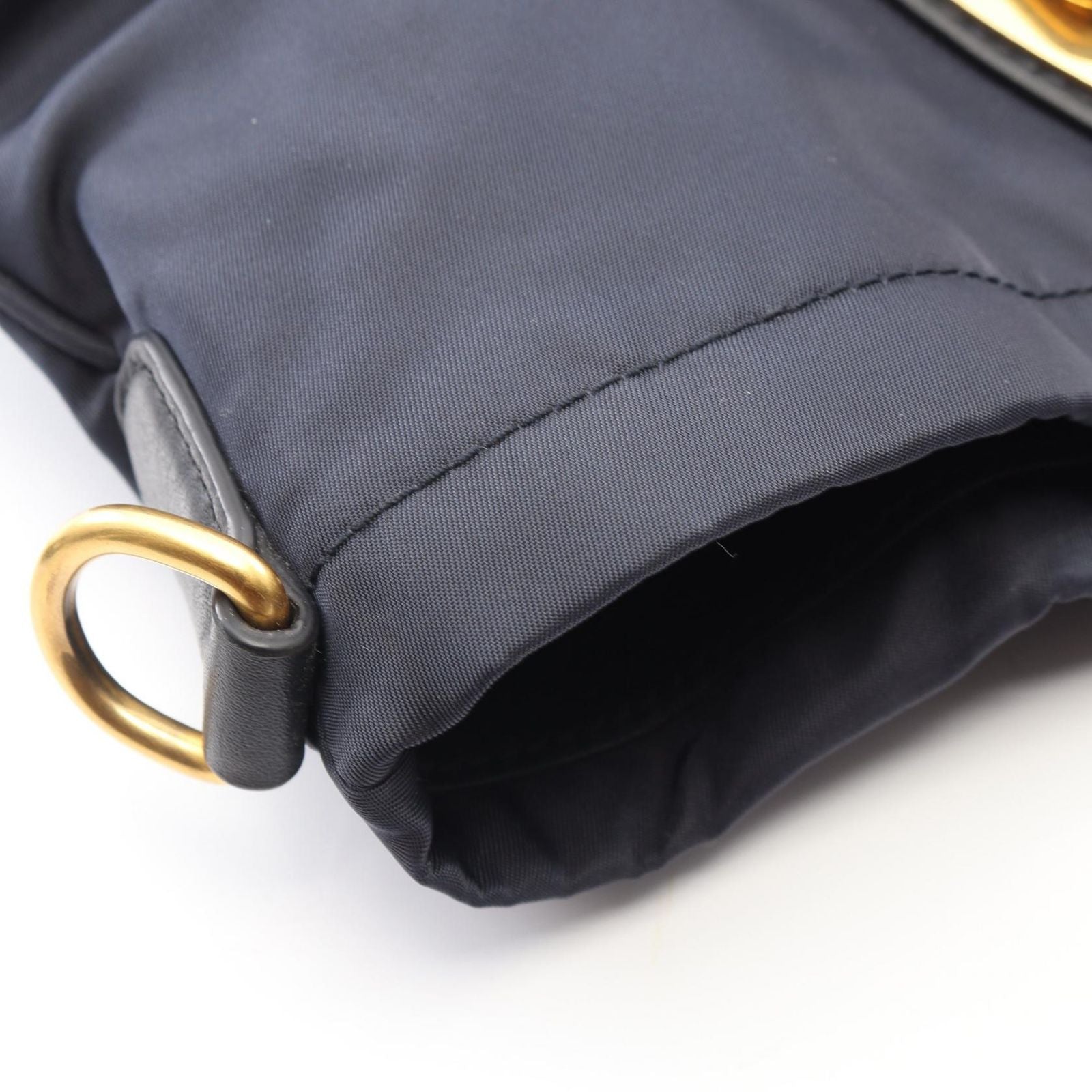 Prada Tote Tessuto Soft Calf 2-Way Navy Nylon Leather — view 7