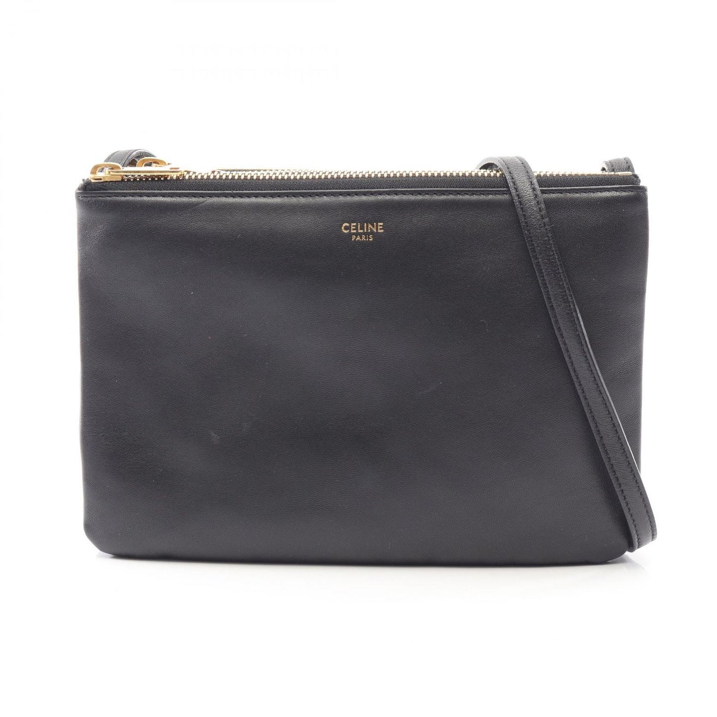 Celine Shoulder Bag Trio Small Black Leather