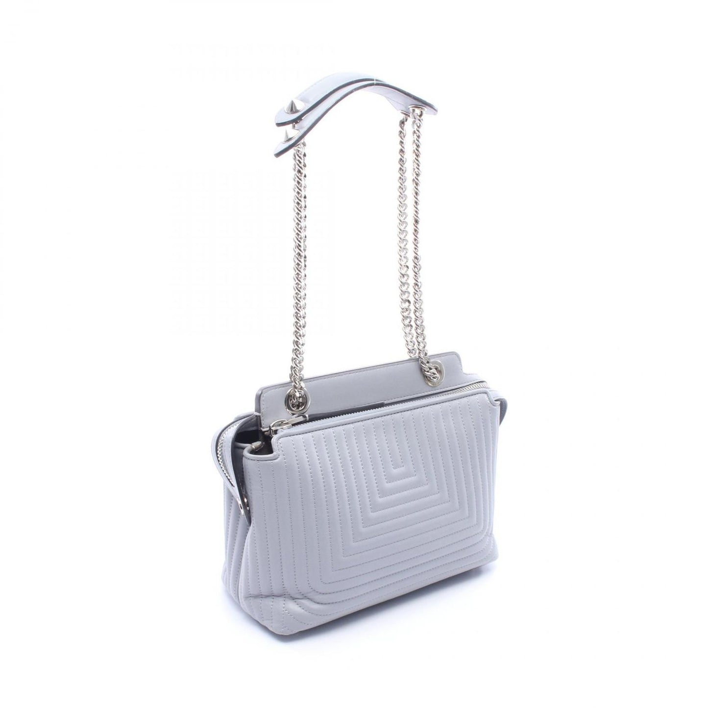 Fendi Shoulder Bag Dot Com Click Gray Leather — view 2